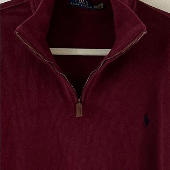 Polo Ralph Lauren Burgundy Quarter-Zip Pullover Sweater Sweatshirt Size XXL - Picture 3 of 11